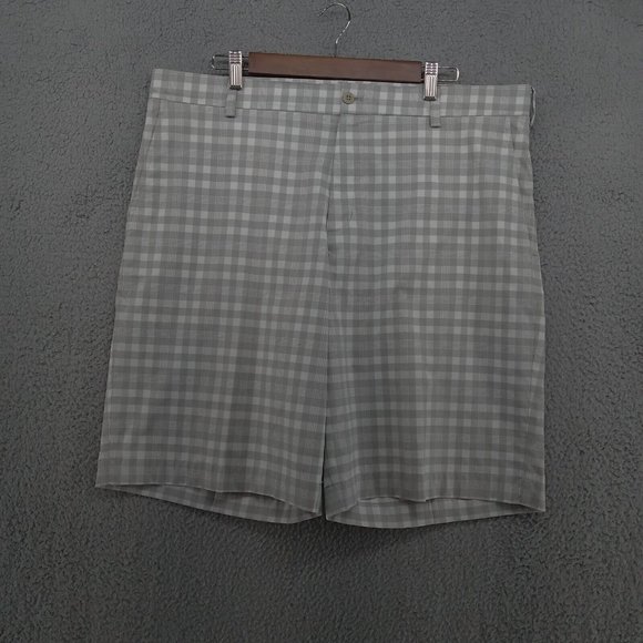Nike Golf Shorts Mens‎ 38 White Gray Check Plaid White Swoosh Dri-Fit - Picture 1 of 11